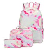 Tie-dyed Print Backpack Set with Lunch Bag & Pencil Case