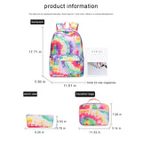 Tie-dyed Print Backpack Set with Lunch Bag & Pencil Case