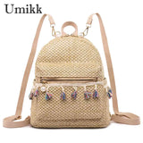 Tassel Weave Backpack Large Capacity Travel Shoulder Bag
