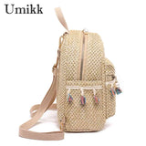 Tassel Weave Backpack Large Capacity Travel Shoulder Bag