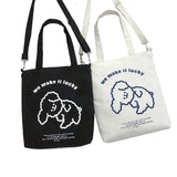Girls Cartoon Shoulder Bags Canvas Crossbody Messenger Tote for School Shopping
