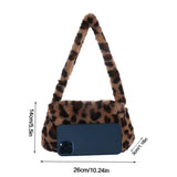 Leopard Print Mini Shoulder Bag Soft Faux Fur Underarm Handbag
