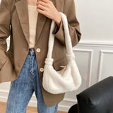 Fluffy Plush Shoulder Bag Soft Handbag Warm Underarm Bag