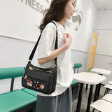 Girls Floral Embroidery Shoulder Crossbody Bag Large Capacity Christmas