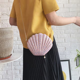 Mermaid Seashell Purse Cross-Body Shoulder Bag Glitter Sequins Chain Evening Pur