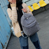 Corduroy Mini Backpack School Travel Bag 4 Colors