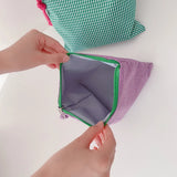 Plaid Makeup Bag Cotton And Linen Zipper Pouch Large Capacity Storage