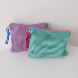 Plaid Makeup Bag Cotton And Linen Zipper Pouch Large Capacity Storage