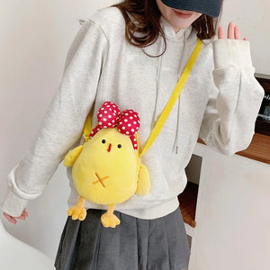 Plush Chick Shoulder Bag Cute Cartoon Zipper Bag