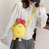 Plush Chick Shoulder Bag Cute Cartoon Zipper Bag