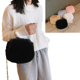 Plush Crossbody Purse Soft Shoulder Bag Top Handle Satchel with Chain Strap