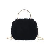 Plush Crossbody Purse Soft Shoulder Bag Top Handle Satchel with Chain Strap