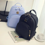 Women Girls School Bag PU Leather Anti-Theft Backpack Rucksack