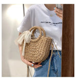 Straw Cross-body Bag with Tassels for Women Girls