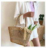 Straw Cross-body Bag with Tassels for Women Girls
