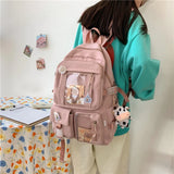Harajuku Style Student Backpack with Pendant Laptop Drop