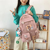 Harajuku Style Student Backpack with Pendant Laptop Drop