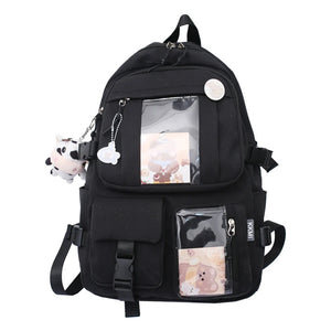 Harajuku Style Student Backpack with Pendant Laptop Drop