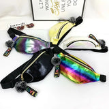 Rainbow Colorful Fanny Belt Bag Pom Tassel Hip Bum Bags
