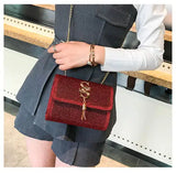Women Glitter Envelope Clutch Bag Tassel Chain Crossbody