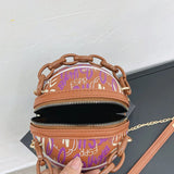Women Graffiti Chain Bags Basketball Shoulder Ladies PU Leather Handbags