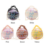 Women Graffiti Chain Bags Basketball Shoulder Ladies PU Leather Handbags
