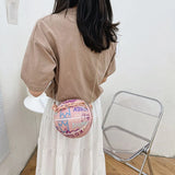Women Graffiti Chain Bags Basketball Shoulder Ladies PU Leather Handbags