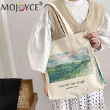 Van Gogh Oil Painting Canvas Shoulder Bag Zipper Grocery Shopper