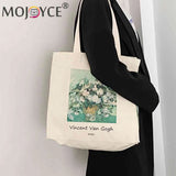 Van Gogh Oil Painting Canvas Shoulder Bag Zipper Grocery Shopper