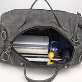 Women Rivets Fur Ball Pendant Handbag Shoulder Bag