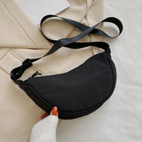 Women Half Moon Nylon Crossbody Bag Chest Bag Large Capacity Shoulder Bags