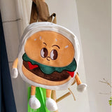 Women Hamburger Backpack Canvas Casual Rucksack for Teenage Girls