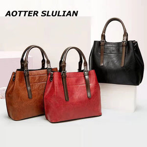 Vintage Red Shoulder Bag Soft PU Leather Totes Designers