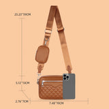 Leather Hand Crossbody Bag with Rhombus Pattern and Small Purse