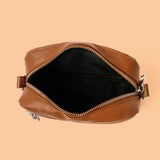 Leather Hand Crossbody Bag with Rhombus Pattern and Small Purse