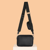 Leather Hand Crossbody Bag with Rhombus Pattern and Small Purse