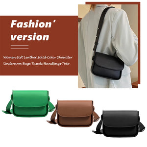 Women Small Square Leather Crossbody Bag with Flap Pocket