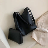 Women 2-Piece Large Capacity Shoulder Bags High PU Leather Wild Bags