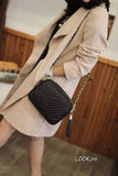 Women's Chain Messenger Bag Tassel Shoulder Bag V Quilted Crossbody Bag