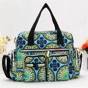 Flower Printed Large Capacity Shoulder Messenger Bag Waterproof Tote Bag
