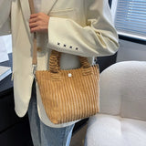 Corduroy Stripe Handbag Small Square Bag Tote Crossbody Female Autumn Winter