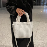 Corduroy Stripe Handbag Small Square Bag Tote Crossbody Female Autumn Winter