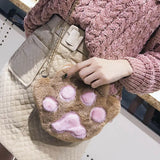 Women Faux Fur Chain Shoulder Bag Tote Purse Messenger Travel