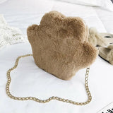 Women Faux Fur Chain Shoulder Bag Tote Purse Messenger Travel