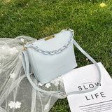 Women Handbag Ladies Shoulder Bag PU Leather Wild Solid Bucket Crossbody Pack