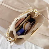 Women Handbag Ladies Shoulder Bag PU Leather Wild Solid Bucket Crossbody Pack
