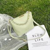 Women Handbag Ladies Shoulder Bag PU Leather Wild Solid Bucket Crossbody Pack