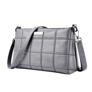 Women Leather Plaid Messenger Bag High Handbags Small Square Package