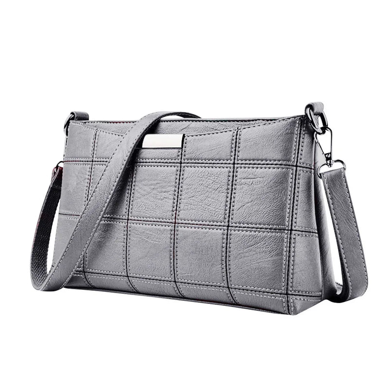 Women Leather Plaid Messenger Bag High Handbags Small Square Package