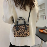 Leopard Pattern Shoulder Crossbody Bag Female Leather Purse